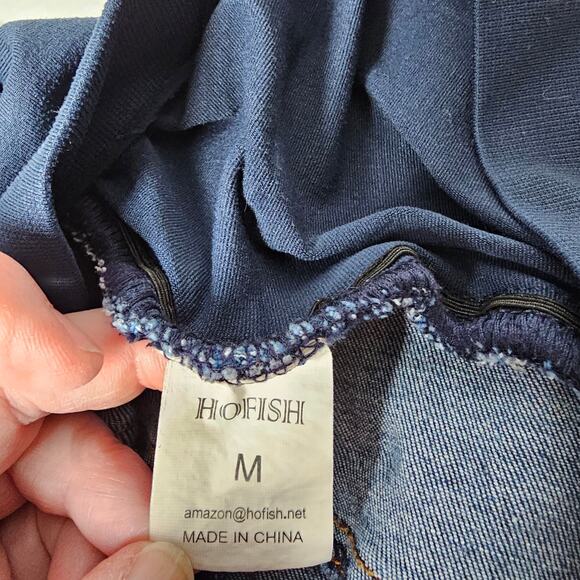 HOFISH Women’s Maternity Denim Shorts Blue Jean Over Belly Size M Distressed - Picture 6 of 8